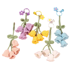 Porte-clés fait main en crochet, muguet, fleur en <span class=keywords><strong>laine</strong></span> mignonne, breloque pour sac, pendentif pour voiture, accessoire cadeau pour femmes et filles - Product Image 6