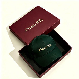 Boîte cadeau personnalisée pour casquette de baseball, support de casquette à visière incurvée saphir, série de casquettes pour marque sportive, étui cadeau avec couvercle et base, boîte en papier pour casquette - Product Image 3