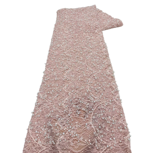 Elegante Tessuto in Pizzo Chantilly NI.AI, Tessuto in Pizzo di Lusso con Perline, Tessuto in Pizzo Africano con Perle per Matrimoni all'Ingrosso - Product Image 1