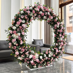 Arche de mariage décorée de fleurs en soie, arche fleurie colorée, arrangement floral pour décoration de mariage - Product Image 2