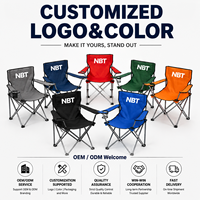 Chaise de camping pliante portable NBT en fer pour extérieur, style moderne, avec accoudoirs et porte-gobelet, durable et légère, pour la plage et le jardin