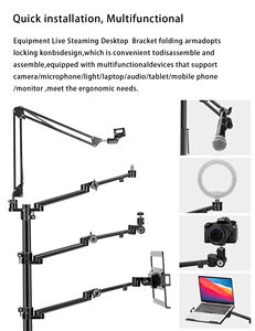 Support de diffusion en direct multifonctionnel 5-en-1 en acrylique pour ordinateur portable, support de lumière, support de microphone, support de caméra, vidéo <span class=keywords><strong>YouTube</strong></span> et maquillage - Product Image 2