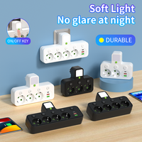 Multiprise industrielle portable standard UE à 3 prises, matériau premium, prise murale électronique, courant nominal 10A, CE, veilleuse