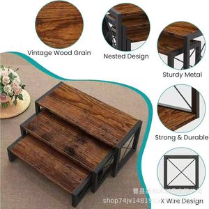 Wooden Dessert Rack <b>3</b> <b>Tier</b> <b>Cake</b> Display <b>Stand</b> For Wedding Party Food Serving Tray Rectangle Durable Storage Rack - Product Image 3