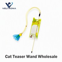 Baguette de chaton interactive en filet élastique jaune avec pompon, feuille, gland et clochette, 100g