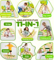 Mainan Panjat Segitiga 9-in-1 Montessori untuk Balita, Lipat, Kayu, Jungle Gym & Playground Indoor