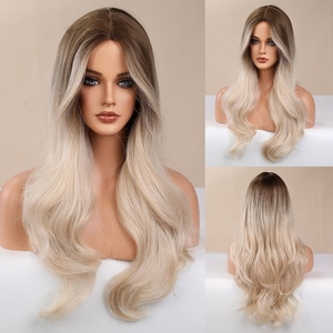 Wholesale Premium Futura Heat Resistant Fiber Natural Wavy Blonde Mono Lace Front Synthetic <strong>Wig</strong> <strong>Monofilament</strong> Lace <strong>Wig</strong> - Product Image 2