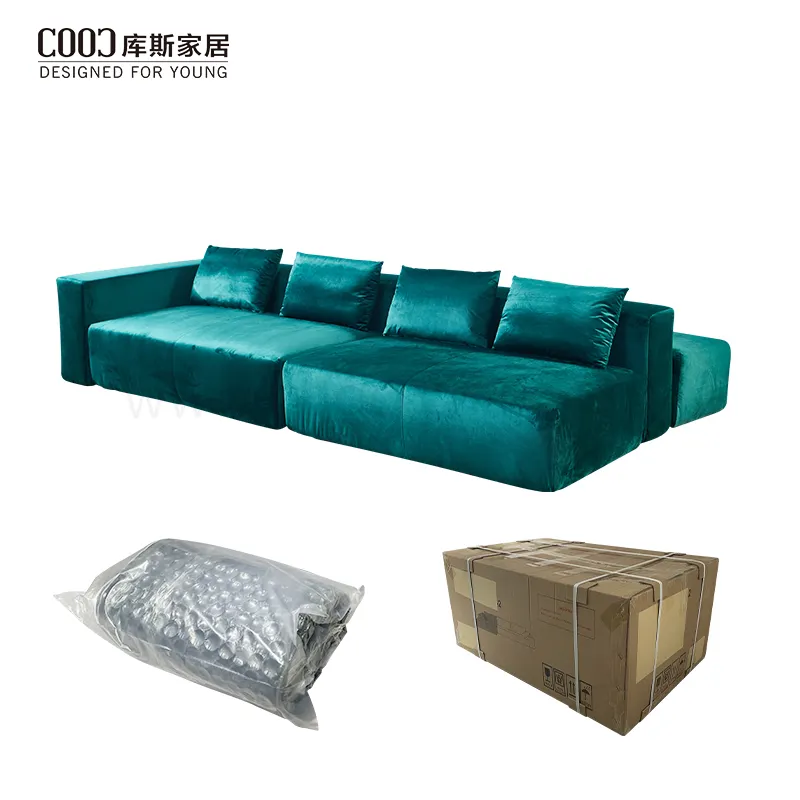 Modern Velvet Fabric Modular Sectional Vacuum Packing Compress Sofa Set for Apartment Home Living Room Furniture