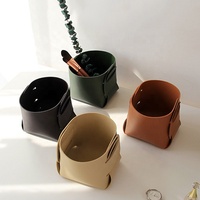 Panier organisateur en cuir PU personnalisé, plateau de rangement décoratif pour bijoux, maquillage, peinture, bureau