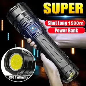 Lazer Power 20000LM senter sorot taktis zoom, LED jarak jauh aluminium dapat diisi ulang