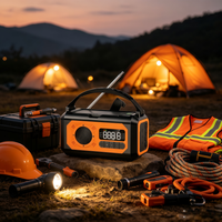 Linterna LED SOS Portátil de 10000 mAh con Manivela Solar de Emergencia, Dinamo Duradero de ABS, Cargador de Celular y Radio Meteorológica