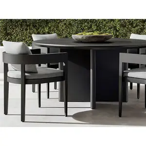 Patio tavolo da pranzo rotondo in metallo <span class=keywords><strong>nero</strong></span> e sedie luxury living all weathaer set da giardino mobili da esterno set da pranzo in alluminio - Product Image 1