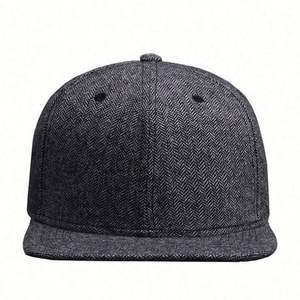 Gorra Deportiva de 6 Paneles con Visera Plana, Estilo Hip Hop, para Otoño e Invierno, Fabricada con Tela de Espiga 50% Lana - Product Image 2