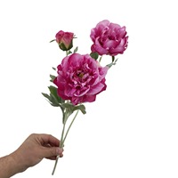 KEWEI 1883 Harga Pabrik Bunga Peony Sutra 3 Tangkai Bunga Peony Putih Dekorasi Bunga untuk Upacara dan Lorong Perlengkapan Grosir