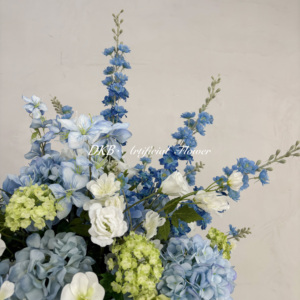 Boule de fleurs bleues réalistes faites à la main en gros, décoration d'événements de mariage, centre de table en soie artificielle, <span class=keywords><strong>rose</strong></span>, Thanksgiving, remise de diplôme - Product Image 3