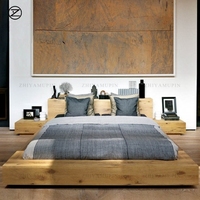 Lit bas tatami nordique japonais, lit moderne minimaliste en chêne blanc, lit en bois massif en noyer noir d'Amérique du Nord, fabrication sur mesure