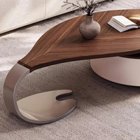 Ensemble de Meubles de Salon en Bois Moderne Tables Basses Gigognes Ovale Compacte et Table d'Appoint Design Feuille