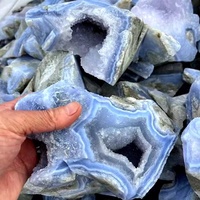 Agate bleue Druzy de haute qualité, cristal de quartz naturel brut pour la méditation Feng Shui et la guérison