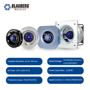 Blauberg 133mm <span class=keywords><strong>DC</strong></span> Cánh quạt nhựa không thấm nước không chổi than 24V lạc hậu quạt ly tâm cho ống tiếng ồn thấp OEM tùy chỉnh - Product Image 3