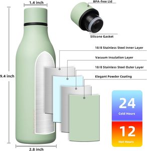 Botella de Agua de Acero Inoxidable Mate con Logotipo Personalizado y Cordón, 500 ml, Termo de Doble Pared con Aislamiento al Vacío para Exteriores y Promociones - Product Image 3