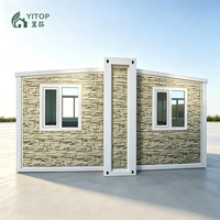 Maison conteneur modulaire extensible sur mesure de 700 mm, structure en acier préfabriquée avec panneaux muraux isolés pour bureau mobile et logement