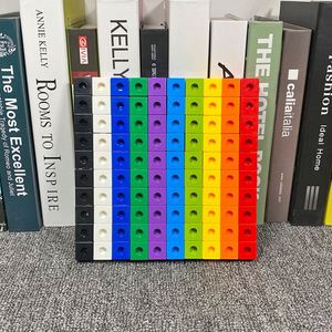 Briques de construction éducatives en plastique pour l'apprentissage précoce des mathématiques, cubes de comptage arc-en-ciel à assembler - Product Image 6
