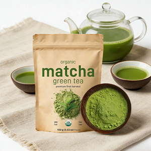 ชาเขียวมัทฉะออร์แกนิคแท้ 100 กรัม ขายส่งจำนวนมาก ชาพรีเมียมแบบชงด่วน ชาซอง ช่วยลดน้ำหนักและต้านอนุมูลอิสระ - Product Image 3