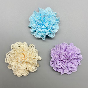 Flor de tela de encaje de 6.5 cm tejida a mano para accesorios para el cabello, ropa, zapatos, sombreros, decoraciones DIY - Product Image 4