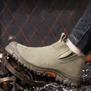 防滑林地轻质安全鞋工人钢头真皮工作鞋男式工作靴钢头