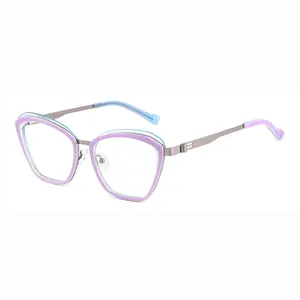 XF6047 newly designed eyewear polygonal acetate transparent eye glasses frames