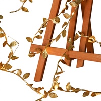 Guirlande lumineuse LED en fil de cuivre avec feuilles d'or simulées, lumières féériques décoratives de Noël, éclairage décoratif simple