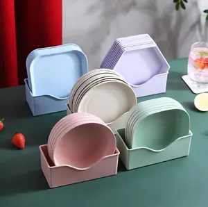 4 Farben Weizens troh Haushalt Tisch Knochen Mülleimer Aufbewahrung boxen Geschirr Sets Geschirr Karton Kunststoff Moderne Cartoon Party