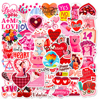 Autocollants Cœur Thème Saint-Valentin Baide 50, Style Ins, Romantique, Doux, pour Déclaration d'Amour, Impression Offset, Étanche, pour Coque de Téléphone