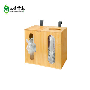 Bamboo <b>storage</b> <b>box</b>, <b>kitchen</b> plastic bag <b>storage</b> <b>box</b>, wall-mounted bag pull-out organizer, shopping bag <b>storage</b> <b>box</b> - Product Image 4