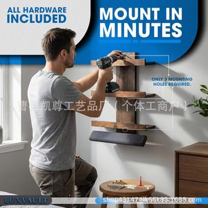 Solid wood <b>wall</b>-<b>mounted</b> perfume and watch storage rack, multi-layer perfume <b>shelf</b>, watch display rack, multi-purpose hanging - Product Image 2