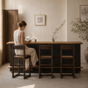 <span class=keywords><strong>Comptoir</strong></span> de réception en <span class=keywords><strong>bois</strong></span> massif de style Wabi Sabi, <span class=keywords><strong>comptoir</strong></span> de caisse moderne pour bureau et salon - Product Image 5