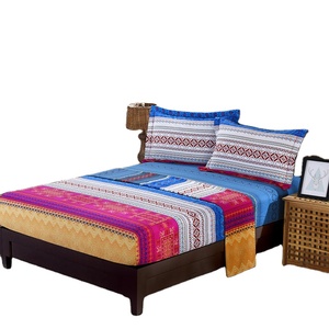 Bohemian Chic Ấn Độ Mandala In Giường Được Trang Bị Tấm Và Rèm Bộ Đồ Giường Đặt 100% Bông Hoa Mô Hình Phong Cách Boho - Product Image 1