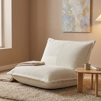 Fauteuil pouf triangulaire pour une personne avec tissu rayé doux et tissé, base en Oxford durable, design confortable pour se détendre