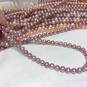 שרשרת פנינים טבעיות עגולות H.WEN 1-6A, 2-12 מ\\\"מ, איכות גבוהה, ברק גבוה, פניני מים מתוקים בצורת תפוח אדמה - Product Image 4