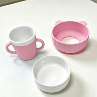 Ensemble de vaisselle pour bébé en porcelaine et silicone, design moderne blanc, compatible micro-ondes et lave-vaisselle, antidérapant avec manchon en silicone, vente en gros