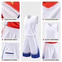 Tenue de Basketball Personnalisée en Gros par Sublimation, Maillot Respirant à Séchage Rapide en Maille, Ensemble Sportif Personnalisable avec Nom et Numéro pour Hommes, Vêtements d'Équipe
