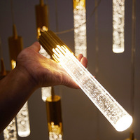 JYLIGHTING Lámpara de Araña Moderna de Lujo para Escalera Grande, Cristal, Alimentación CA, Forma Alargada, Iluminación Metálica para Espacios de Estar