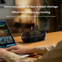 Nouveauté : Humidificateur ultrasonique en forme de bateau pirate avec veilleuse, arrêt automatique, diffuseur d'aromathérapie, décoration de chambre d'enfant, cadeau original