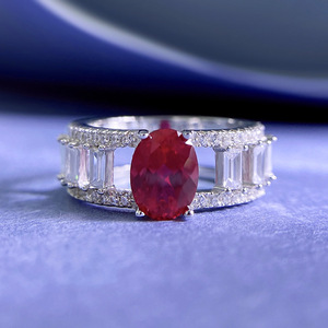 Rombo gioielli in oro nuovo S925 argento piccione rosso sangue 6*8mm anello ovale moda Casual luce di lusso taglio in personalità di tendenza - Product Image 3