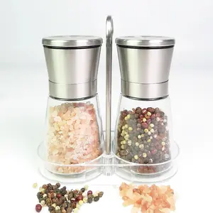 Salt And Pepper Grinders Stainless Steel Salt Pepper Grinders Refillable Set Salt And Pepper Grinder Shakers With Ceramic Spice Grinder