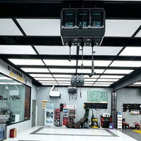 Ensemble complet 6 baies pour atelier de lavage et detailing automobile, avec enrouleur de tuyau intégré au plafond, nettoyeur haute pression, aspirateur, grille lumineuse et tapis de sol