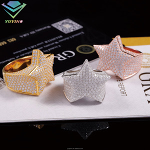 Anillo de estrella en oferta, con diamante moissanita VVS, chapado en oro sobre plata de ley 925, pasa el test de diamante, certificado GRA, unisex, estilo hip-hop, ideal para regalo. - Product Image 5