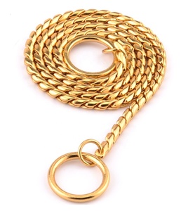 Kingtale pitbull giant starter <span class=keywords><strong>snake</strong></span> chain necklace gold chain dog collar for dogs - Product Image 1