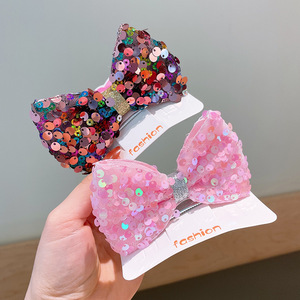 Pince à cheveux double en tissu avec nœud 3D à paillettes colorées pour enfants, n'abîme pas les cheveux, mignonne pour petites filles, style princesse - Product Image 4