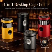 Coupe-cigares de bureau multifonctionnel 4-en-1, coupe en V multi-calibre, diffuseur d'arômes haut de gamme en acier inoxydable, métal premium